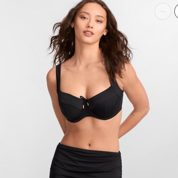 Panache NWT Anya Riva Balconette Bikini Top Black Swimsuit Women's 38DD - Picture 1 of 4